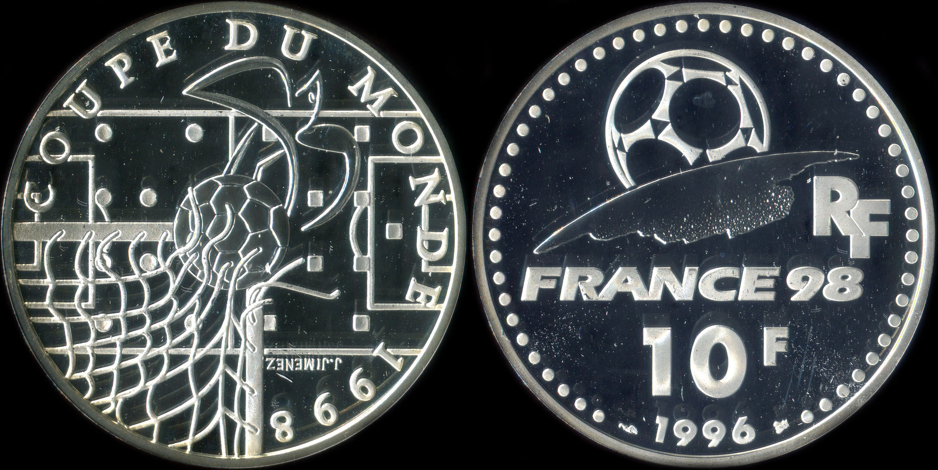 Pièce de 10 francs 1996 - Coupe du Monde 1998 - Idéal du Football
