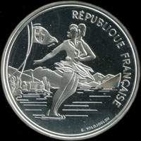 Pièce de 100 francs 1989 - XVIes Jeux Olympiques d'Hiver - Albertville 92 - Patinage artistique - Lac du Bourget - avers