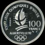 Pièce de 100 francs 1990 - XVIes Jeux Olympiques d'Hiver - Albertville 92 - Slalom Moderne et Belle Epoque - revers