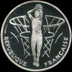 Pièce de 100 francs 1991 - Centenaire du Basket-Ball 1891-1991 - Fiba - Lancer franc - avers