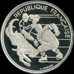 Pièce de 100 francs 1991 - XVIes Jeux Olympiques d'Hiver - Albertville 92 - Hockey sur Glace - Bouquetin - avers