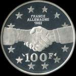Pièce de 100 francs 1994 - La Liberté retrouvée - De Gaulle/Adenauer - revers