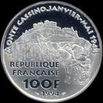 Pièce de 100 francs 1994 - Maréchal Juin - Monte Cassino - Janvier-Mai 1944 - revers