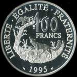 Pièce de 100 francs 1995 - Personnages célèbres - Jean de La Fontaine - revers