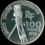 Pice de 100 francs 1995 - Centenaire du Cinma - Yves Montand - revers