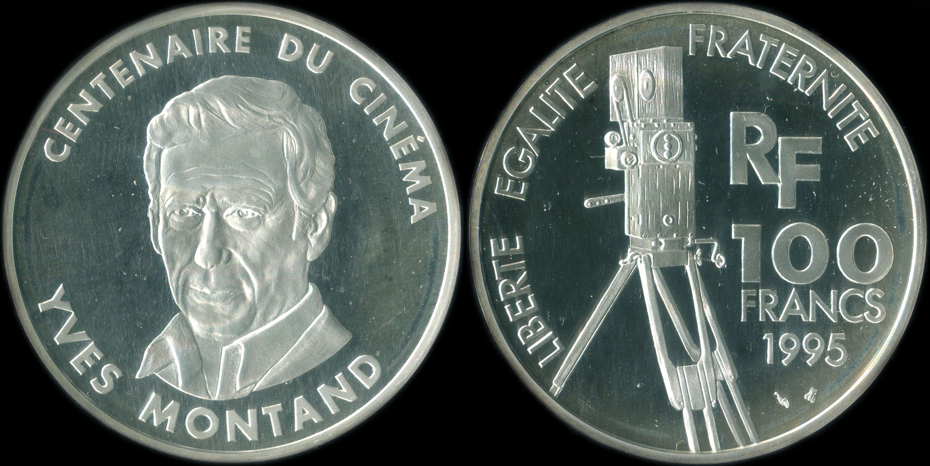 Pice de 100 francs 1995 - Centenaire du Cinma - Yves Montand