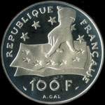 Pice de 100 francs - 15 ecus - 1990 - Ren Descartes 1596-1650 - revers