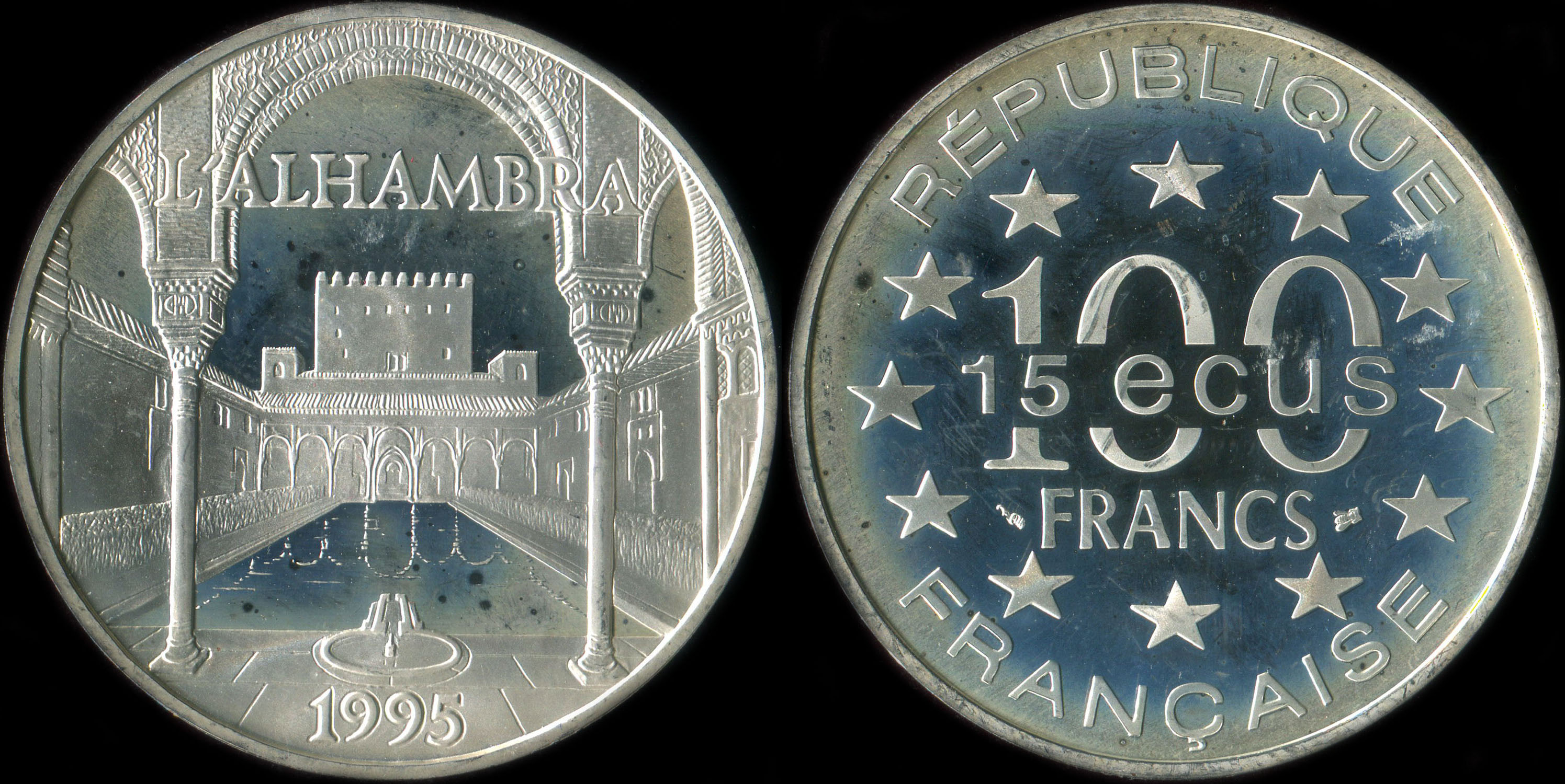 Pice de 100 francs - 15 ecus 1995 - L'Alhambra