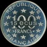 Pice de 100 francs - 15 ecus - 1995 - Le Parthnon - revers