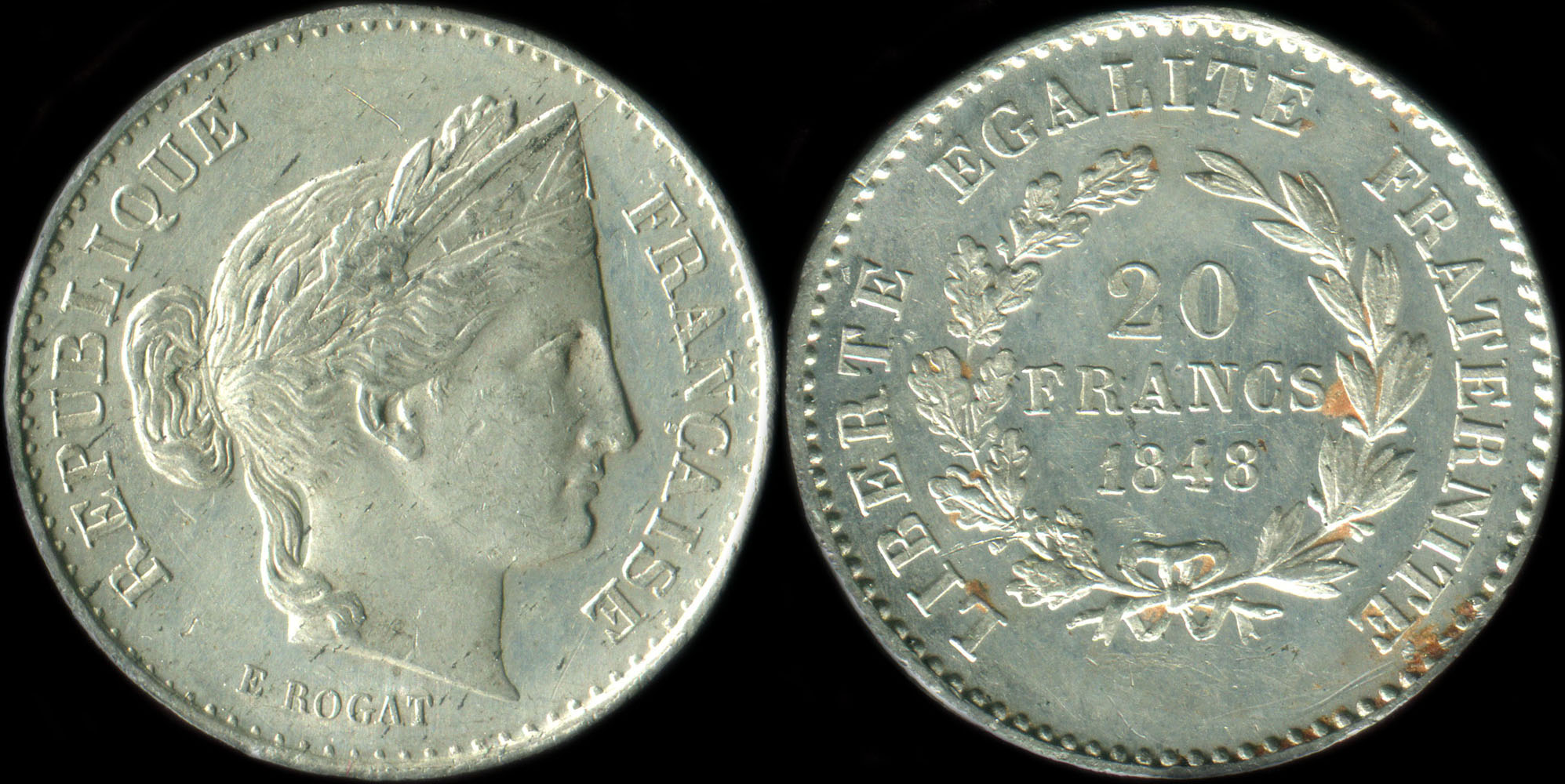 Pièce de 20 francs 1848 - Concours de Rogat - cuivre