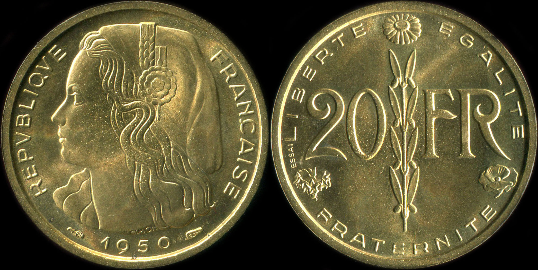Pièce de 20 francs 1950 - Concours de Simon