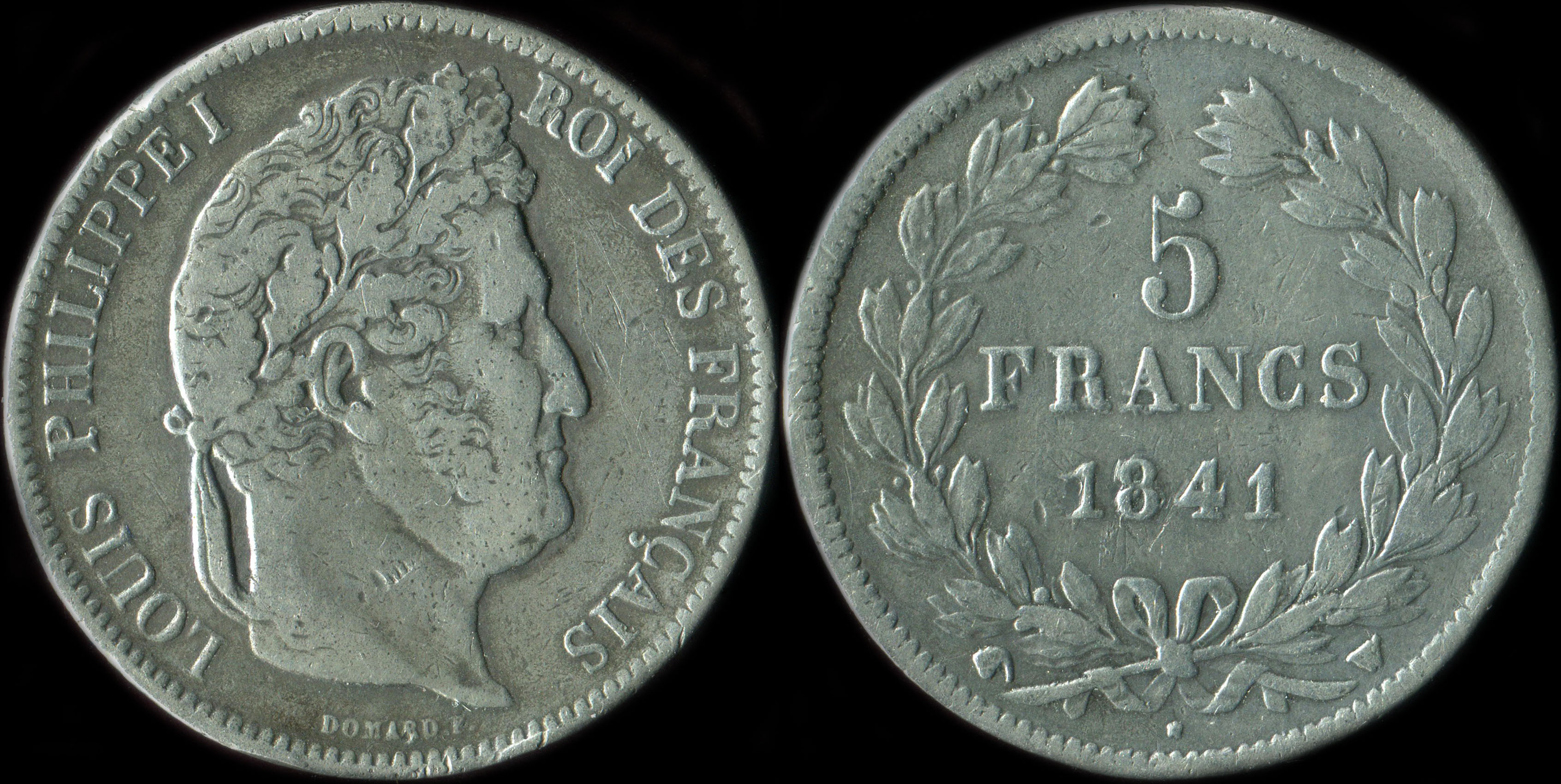 Fausse pièce de 5 francs Louis-Philippe I tête laurée 1841W