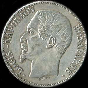 Fausse pièce de 5 francs Louis-Napoléon Bonaparte 1852A - avers