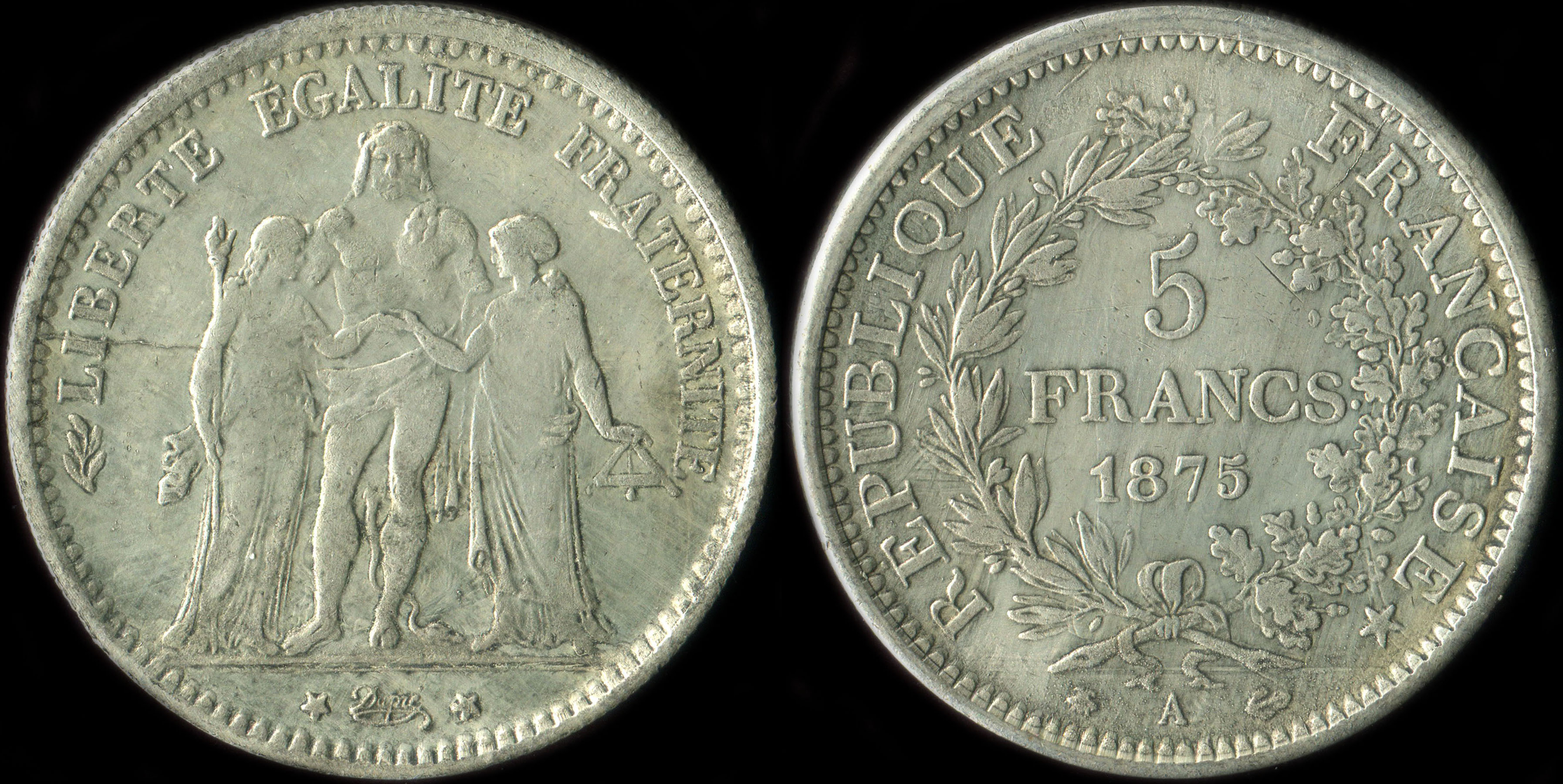 Fausse pièce de 5 francs Hercule 1875A - exemplaire 5