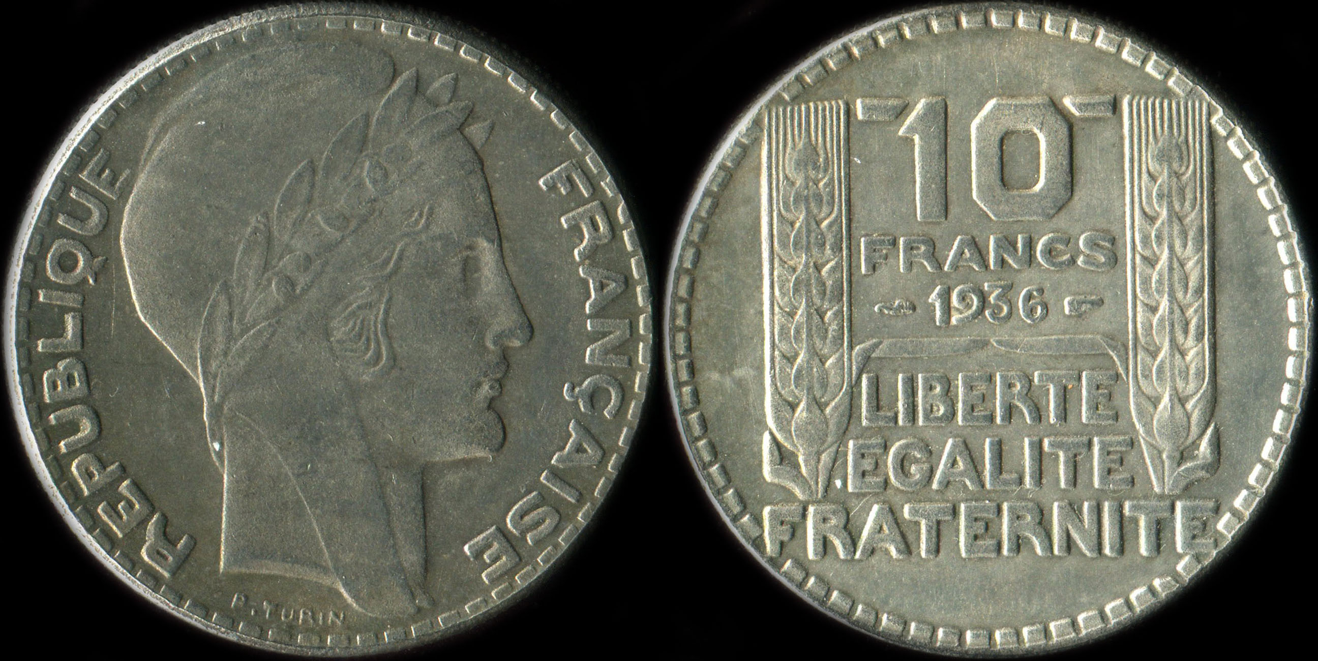 Fausse pièce de 10 francs Turin argent 1936