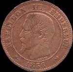 Avers pice 2 centimes Napolon III tte nue 1856B