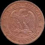 Revers pice 2 centimes Napolon III tte nue 1856B