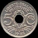 Revers pièce 5 centimes Lindauer petit module 1923