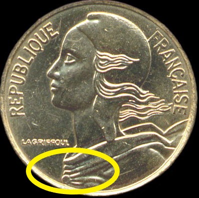 5 centimes Marianne avec col � 4 plis