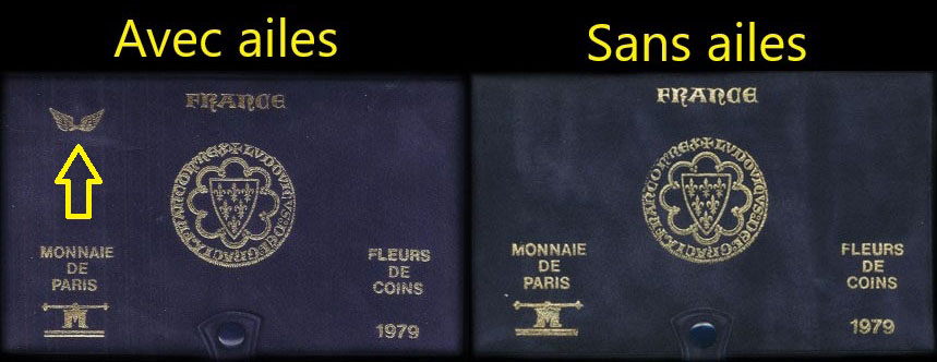 Variante avec ou sans ailes des coffrets FDC 1979
