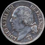 Pice de ¼ franc Louis XVIII 1823W - avers