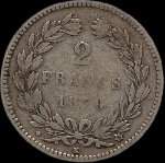 Pice de 2 francs Crs 1870K - Rpublique franaise - revers