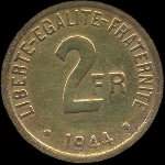 Pice de 2 francs France Libre 1944 frappe  Philadelphie - revers