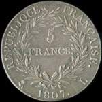 Pice de 5 francs Napolon Empereur 1807L - revers