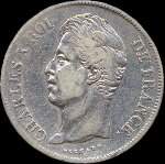 Pice de 5 francs Charles X Roi de France 2me type 1827W - avers