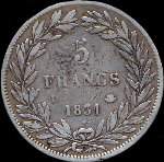Pice de 5 francs Louis-Philippe I Roi des franais tte nue 1831D - revers
