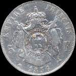 Pice de 5 francs Napolon III Empereur tte nue 1856BB - Empire franais - revers