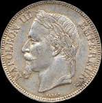Pice de 5 francs Napolon III Empereur tte laure 1868BB - Empire franais - avers