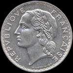 Pice de 5 francs Lavrillier aluminium 1938 - Rpublique franaise - avers