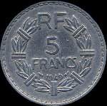 Pice de 5 francs Lavrillier aluminium 1949 - Rpublique franaise - revers