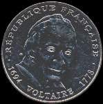 Pice de 5 francs Voltaire 1694-1778 1994 - Rpublique franaise - avers