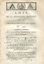 Page 1 de la Loi 1175 du 22 Vend�miaire - An IV - Titre&nbsp;Premier. - Des h�tels des monnaies, ateliers mon�taires, et des fonctionnaires des&nbsp;monnaies.