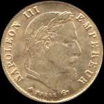 Pièce de 5 francs or Napoléon III Empereur tête laurée 1865A - Empire français - avers