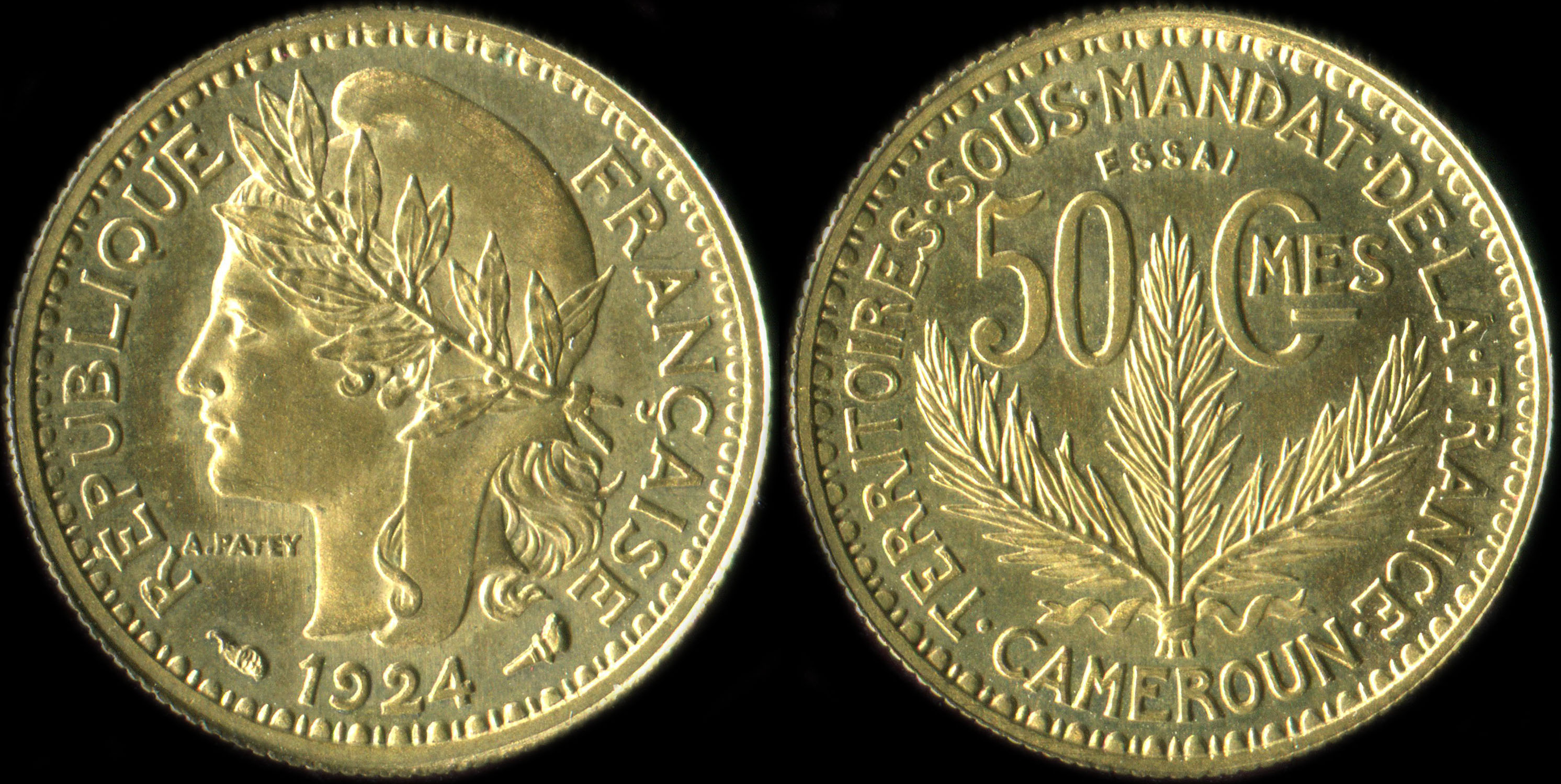 Pice de 50 centimes 1924 essai - Cameroun - Territoires sous mandat de la France