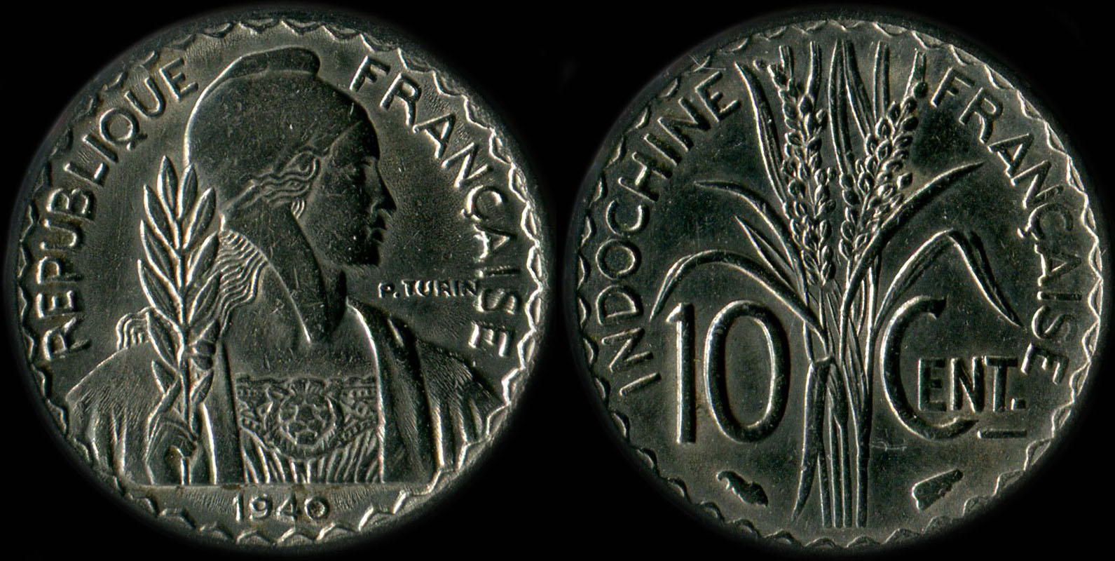 Pice de 10 centimes Indochine 1940