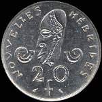 Nouvelles-Hébrides - 20 francs 1973 - revers