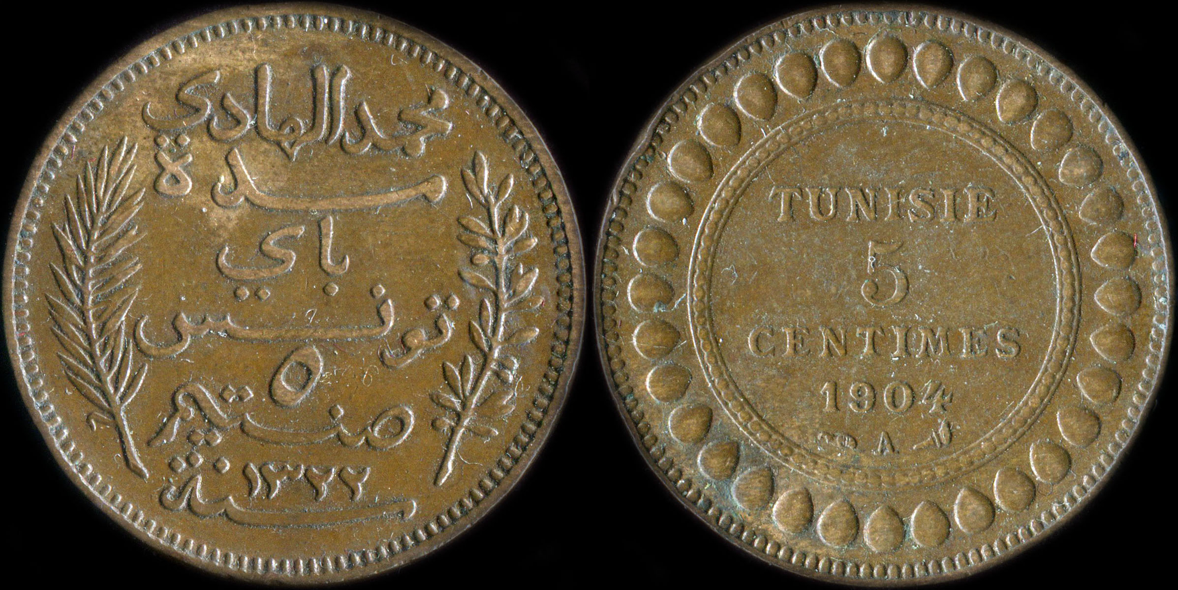 Pice de 5 centimes 1904 A Tunisie