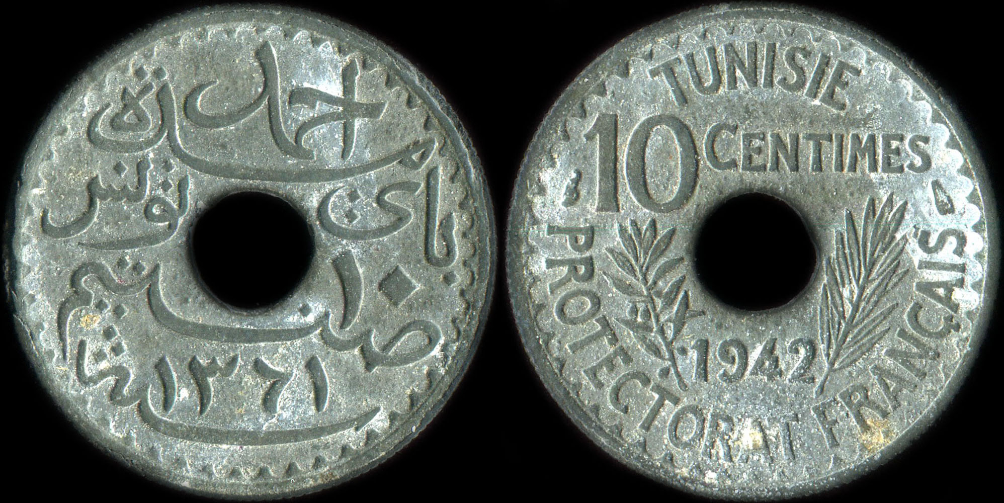 Pice de 10 centimes 1942 Tunisie