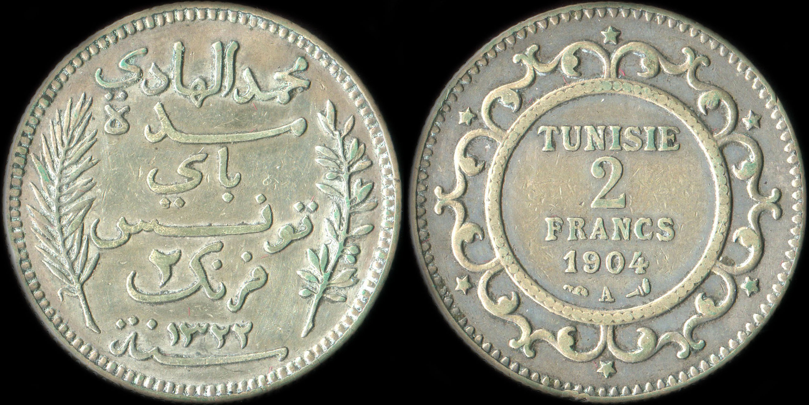 Pice de 2 francs 1904 A Tunisie