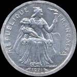 Nouvelle-Caldonie - pice de 1 franc 1971 Rpublique Franaise - avers
