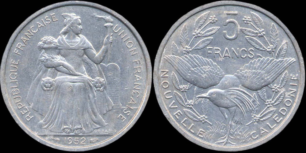 Pice de 5 francs 1952 Nouvelle-Caldonie