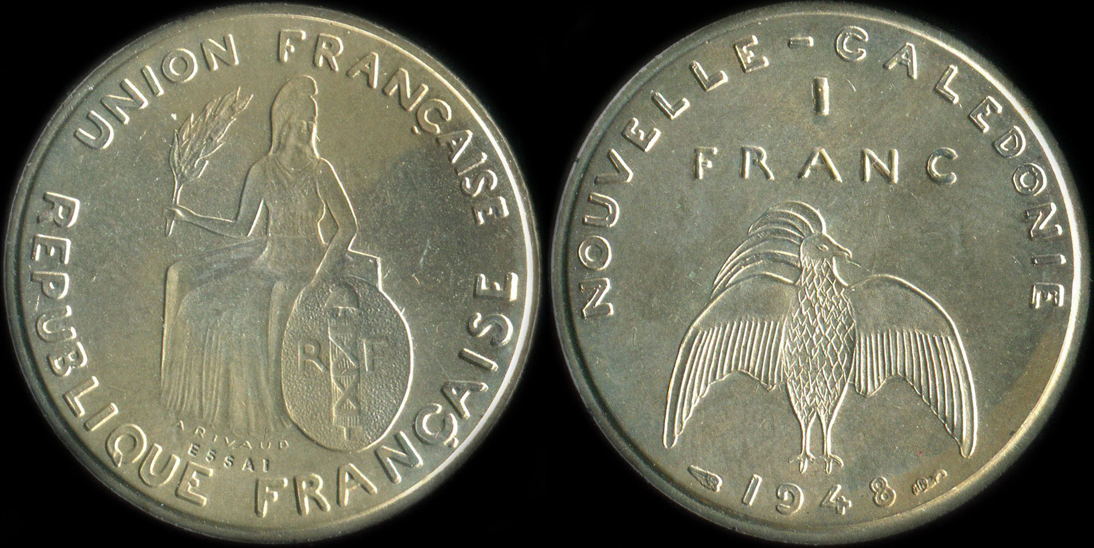 Pièce de 1 franc 1948 - Essai de André Rivaud (avec listel)