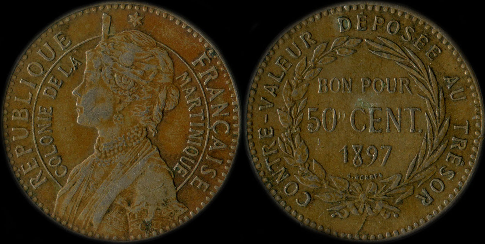 Pice de 50 centimes 1897 Colonie de la Martinique