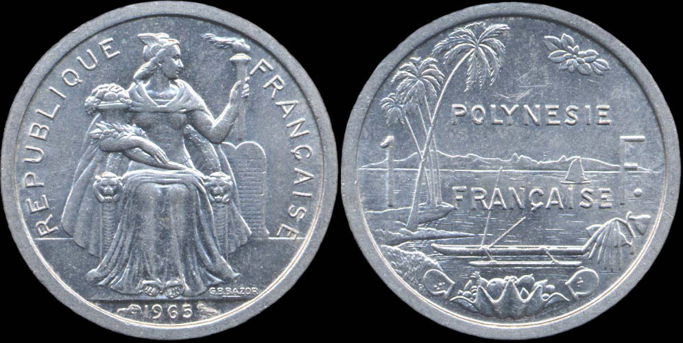 Pice 1 franc 1965 Polynsie franaise