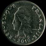Polynésie - pièce de 10 francs 2010 Polynésie française  I.E.O.M. depuis 2006 - avers