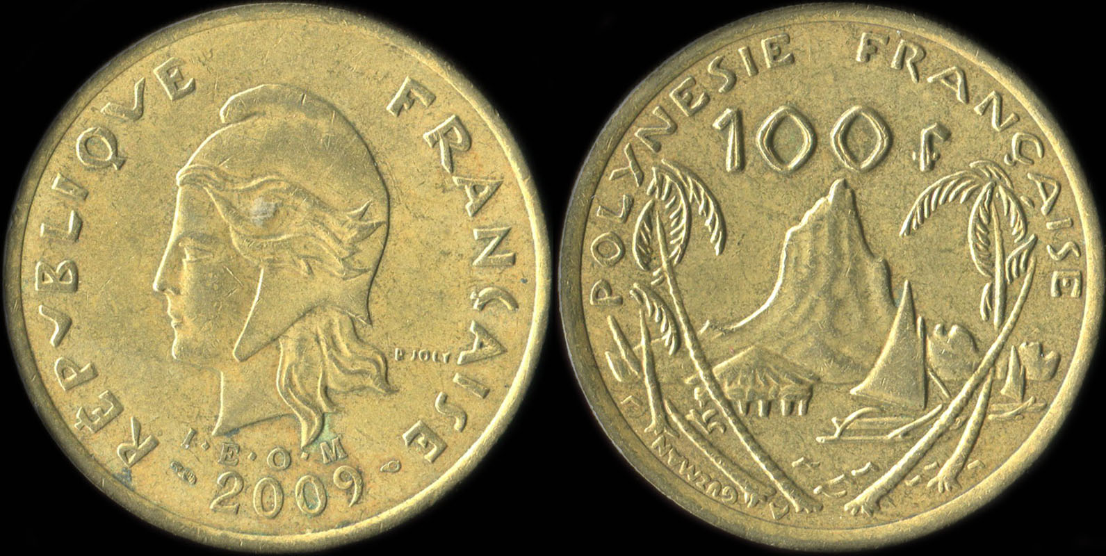 Pice de 100 francs 2009 - I.E.O.M. Polynsie franaise